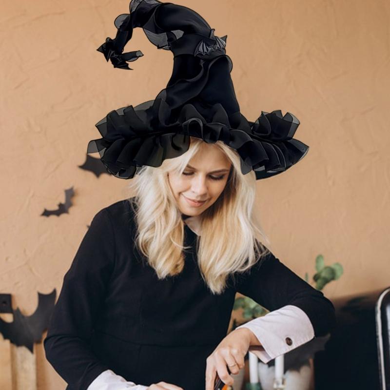 Регулируемая шляпа ведьмы, легкая, удобная ткань, эластичная лента для вечеринок на Хэллоуин, косплей-мероприятий и тематических собраний