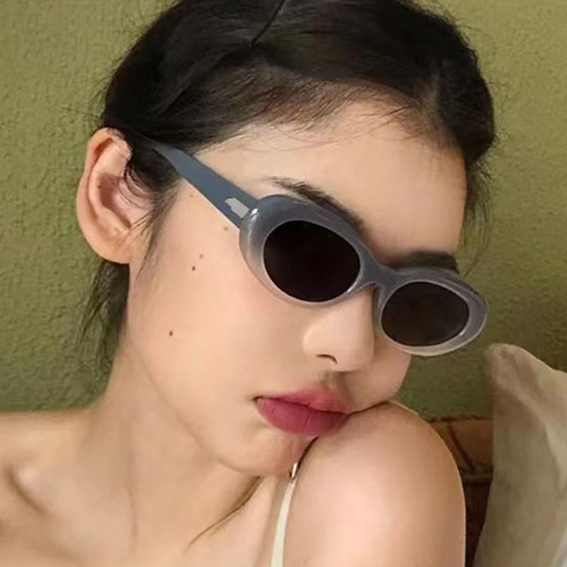 Y2K Sunglasses Vintage Small Frame Glasses Men Women Oval Oval Sweet Cool Hot Girls Sun Eye Glasses