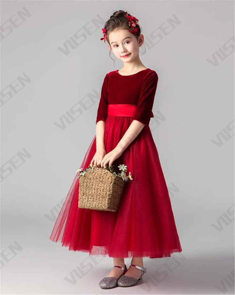 VIISEN Piano Recital Long Junior Perfect for Stage and as a Children's Dress, Dress, Dress, Girls' Dress, Elegant, High-Quality Dress, Recitals,