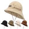 Quick-drying Wide Brim Sun Hat Solid Color Hiking Hat Breathable Drawstring Fisherman Hat Travel
