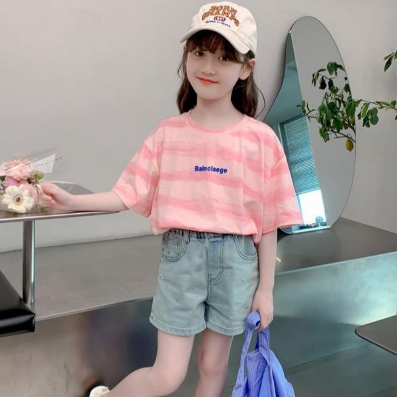 Girls Summer Short Sleeve Cotton T Shirt Stylish and Versatile Top