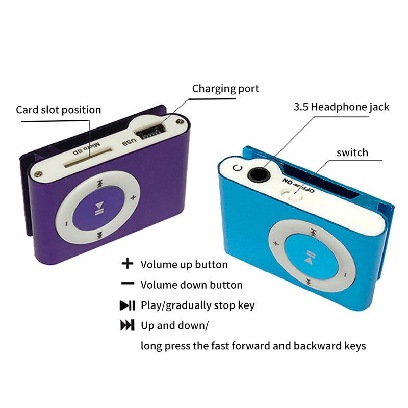 Мини MP3-плеер музыкальный медиа мини металлический зажим студенческий Walkman подарок портативный мини USB MP3-плеер Walkman красочный