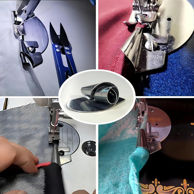Универсальная швейная лапка для подгибки 4 шт., лапка для подгибки 7/8/9/10 мм шириной, лапка для подгибки валиком, лапка для швейной машины, подгибка для дома и промышленности