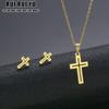 RUI RUI YU Роскошное Очаровательное ожерелье в стиле панк, комплект серег для женщин, серьги-подвески с мультяшным крестом серебряного цвета, ожерелье, ювелирные изделия