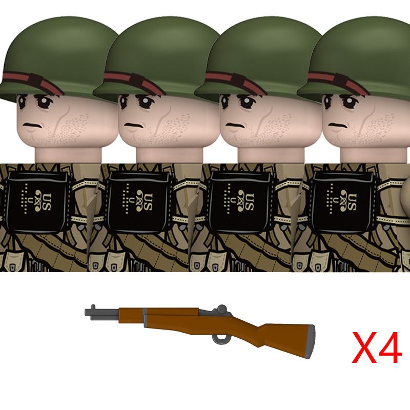 Вторая Мировая Война Американские Рейнджеры Военные Солдаты Строительные Блоки Армия США Пехота Медицинские Солдаты Шлемы Базука Оружие Кирпичики Игрушки