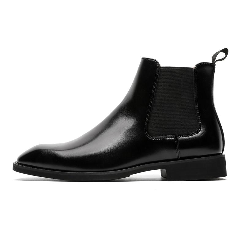 Реальная съемка Классические ботинки челси для мужских Черные Коричневые Заостренные Увеличивающие рост Туфли Повседневные для вечеринки Банкета Свадьбы