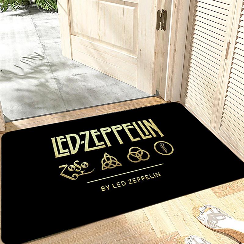 Doormat Flannel Floor Mat Indoor Foot Rug Led Zeppelin Bedside Mats Kitchen Corridor Water Absorbent Carpet Ideal Balcony Decor
