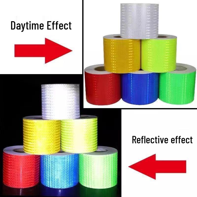 Флуоресцентная светоотражающая защитная лента: Ширина 5 см, 10 см, 15 см для ночного движения, предупреждение о столкновении