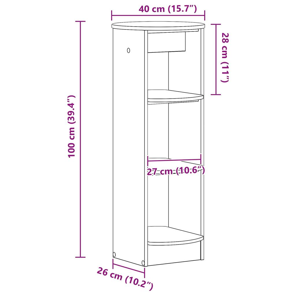 White Side Cabinet 40 x 40 x 100 cm Engineered Wood
