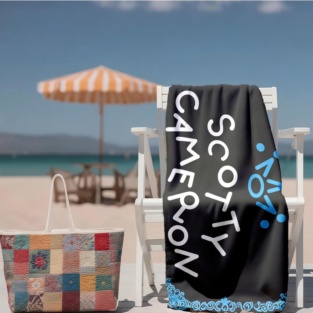 1pc Scotty Cameron Logo Design with Blue Crown Motif 2D Printed Microfiber Beach Towel, quick dry super absorbent. Great for