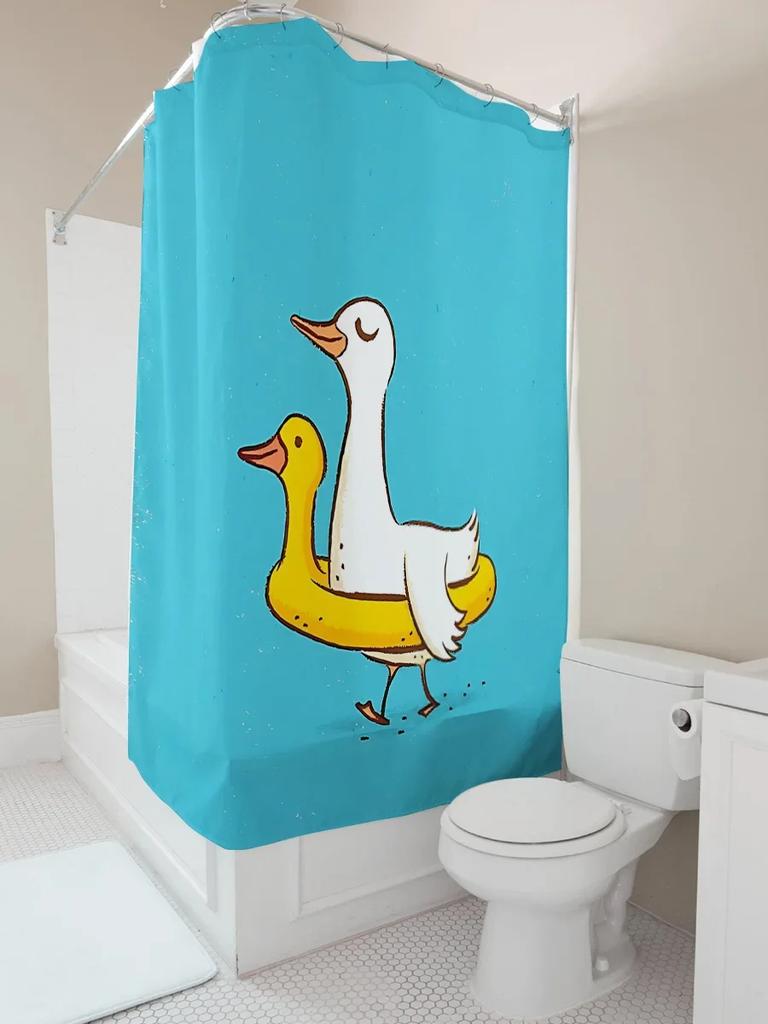 Милые круги для плавания в виде уток и шторки для душа с гусями - Водонепроницаемое и устойчивое к плесени украшение для ванной комнаты, приносящее веселый домашний стиль