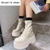 Platform Flats Women Ankle Boots Fashion Elegant Back Zippers Shoes Autumn Winter Women's Morder Short Booties