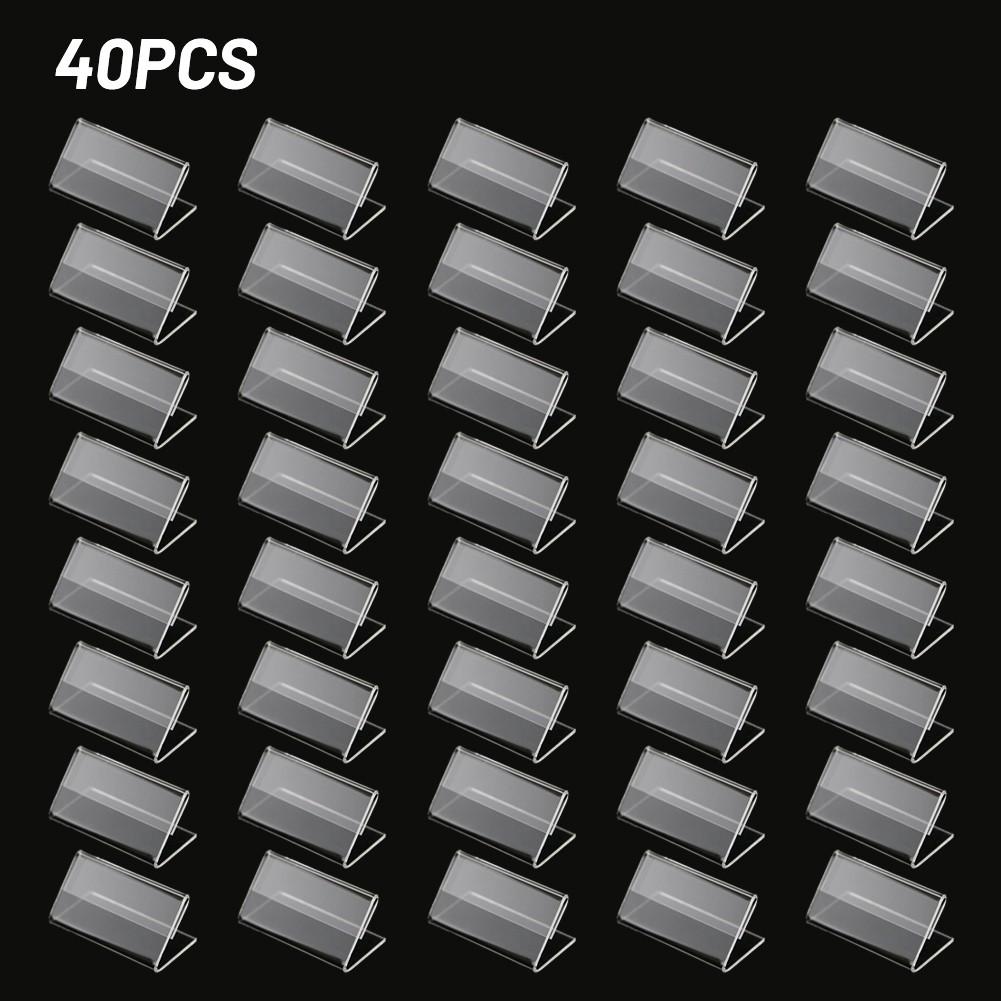 40 шт. 2x4 см Акриловая подставка для табличек, ценник для визиток, подставка для этикеток, акриловая подставка-мольберт для дисплея