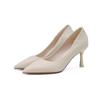 Fashion Pumps Women Shoes Soft Leather Solid Color Single Shoes for Womens  New Pointed Bare Color High Heels Womens Tacones Mujer