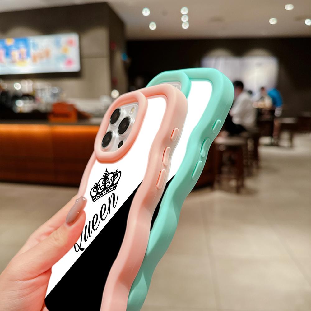 Мягкий чехол для телефона Macaron Big Wave для iPhone 11 12 13 14 15 Samsung A13 A14 A15 A23 A24 A25 A54 A55 Xiaomi Redmi Note 13, чехол A17 Пара Queen King