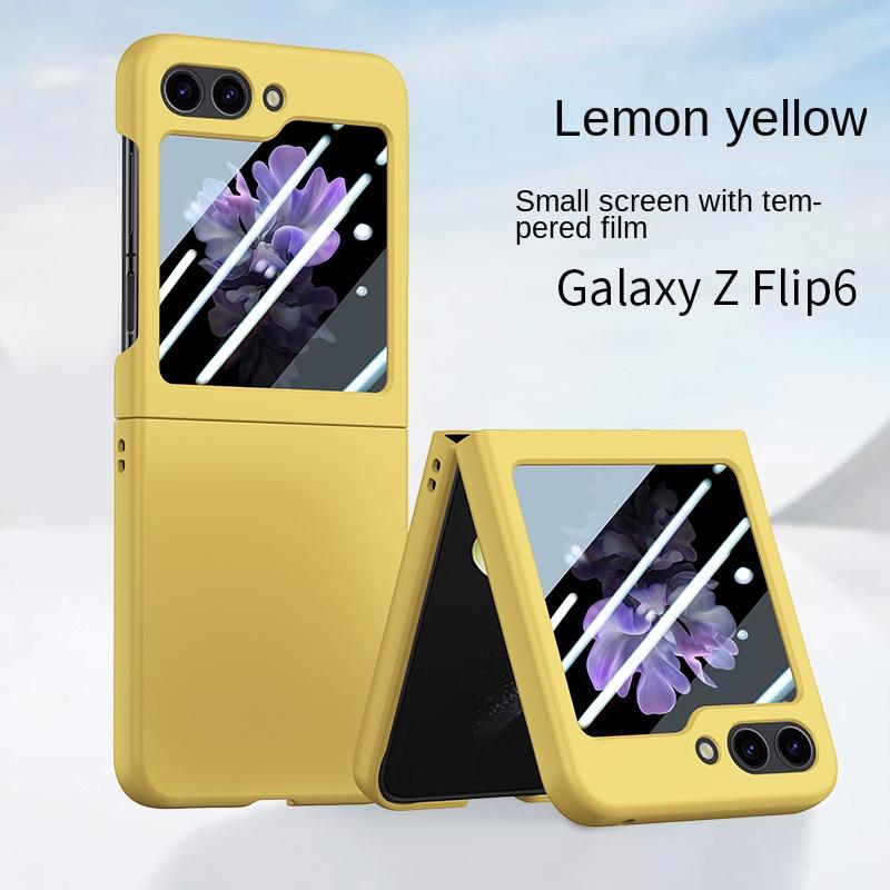 Пластиковый защитный чехол из стекла с эффектом кожи для Samsung Galaxy Z Flip 6 5 Flip6 Flip5 5G, жесткий защитный чехол