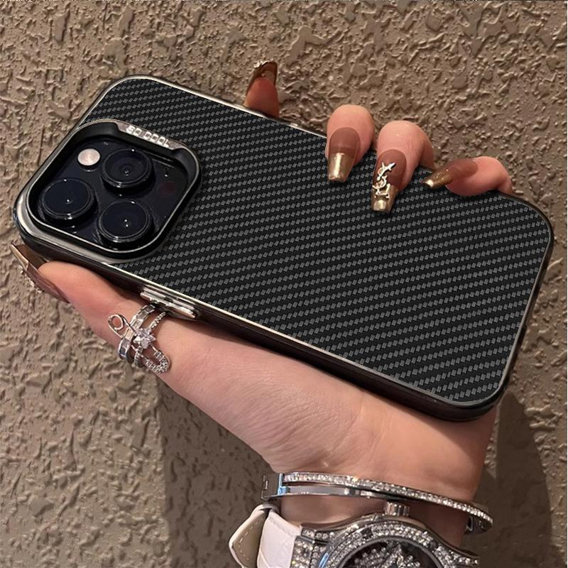 Продвинутый чехол для телефона с узором из углеродного волокна Для iPhone 16 15 14 13 12 11 Pro Max X XR XSMAX 8 7 Plus Конфетный матовый ударопрочный чехол