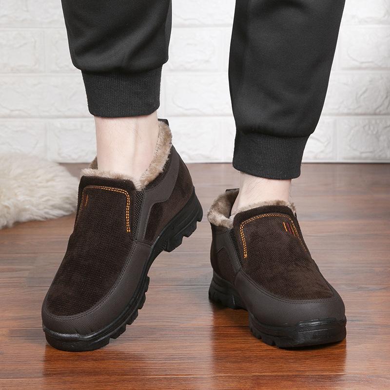 Зимние мужские старые пекинские тканевые туфли повседневные хлопковые ботинки большого размера с набивным рисунком на утолщенной теплой подошве для отцов среднего и пожилого возраста