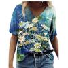 Women 3D Abstract Print T Shirt Summer New Ladies Oversized Loose Tops  Casual V-Neck Short Sleeve Tee Tops EMA