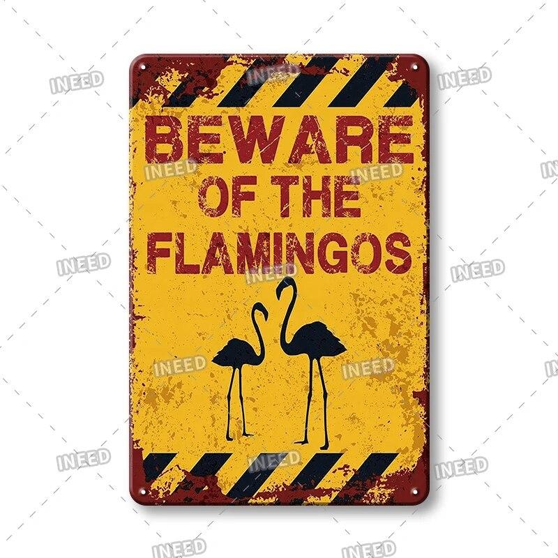 BEWARE OF Dog Cat Chicken Retro Plaque Metal Tin Signs Garden Yard Home Decoration Caution Kraken Plate Animal Warning Sign