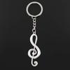 Fashion Musical Note 60x21mm Pendant 30mm Key Ring Metal Chain Silver Color Men Car Gift Souvenirs Keychain