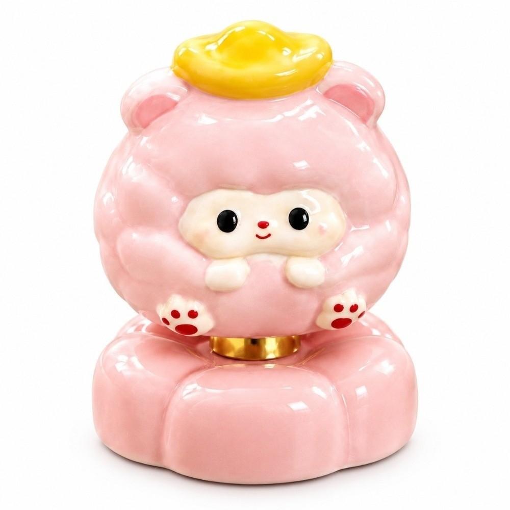 Moving Base Rotating Desk Ornament Porcelain Yearly Mascot Gift Cute Ceramic Sheep Spring Festival
