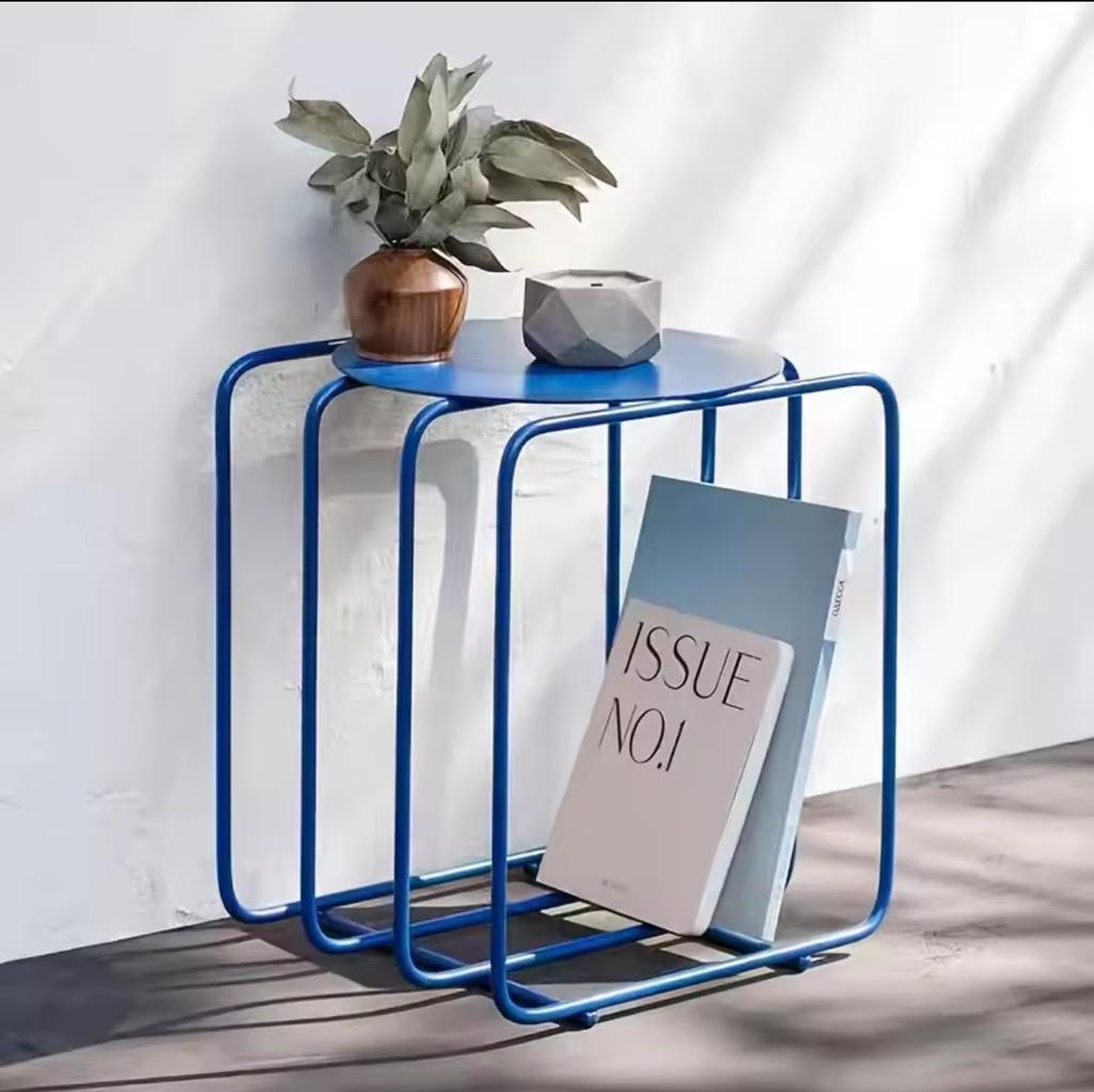 Modern space saving European minimalist metal corner table, no assembly required for living room and bedroom furniture
