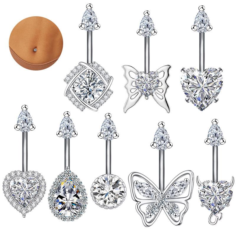 Кольца для пупка из нержавеющей стали для женщин и девочек, сексуальное кольцо для пупка из циркония, пирсинг, ювелирные изделия, аксессуары, подарок