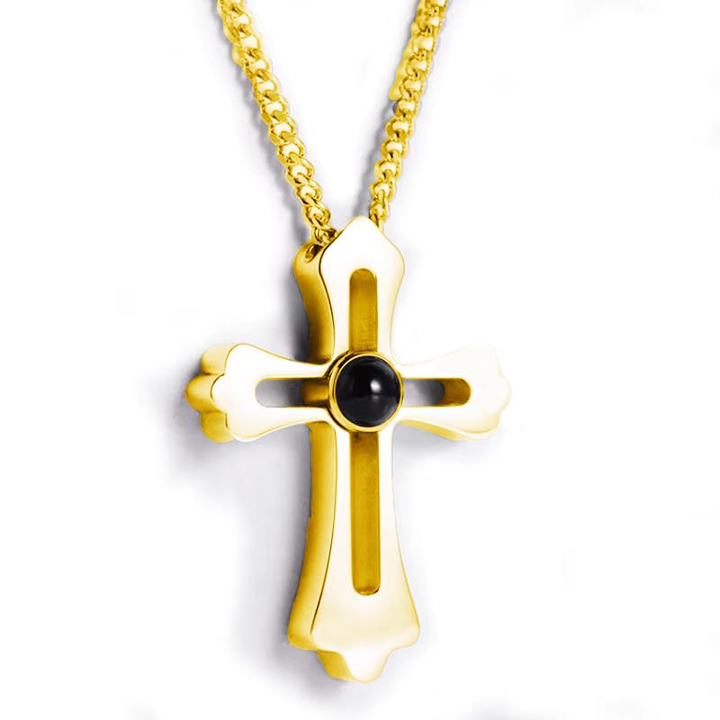 Custom Photo Projection Necklace with Photo Inside Cross Pendant Projection Photo Necklace for Men with Photo Projection