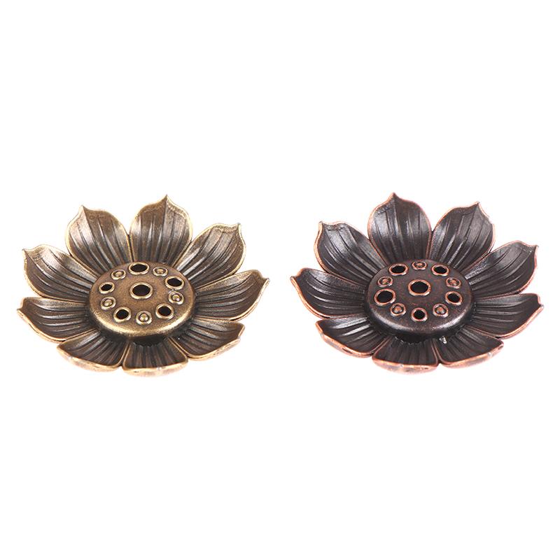 1Pc Alloy Incense Burner Stick Holder Plate Buddhism Lotus Censer Bronze Nasturtium Incense Burner