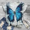 Футболка с 3d принтом Blue Flame Butterfly, женские модные футболки, футболка с цветочным принтом, повседневные топы с короткими рукавами, футболка, женская футболка большого размера
