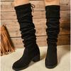 Женские модные длинные сапоги 2025 года, новые роскошные дизайнерские сексуальные сапоги на высоком каблуке, женская обувь, модная плиссированная обувь на осень-зиму