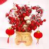 2025 Spring Festival New Year Fortune Bucket: Fu Character Ornament with Artificial Red Fruit and Flowers