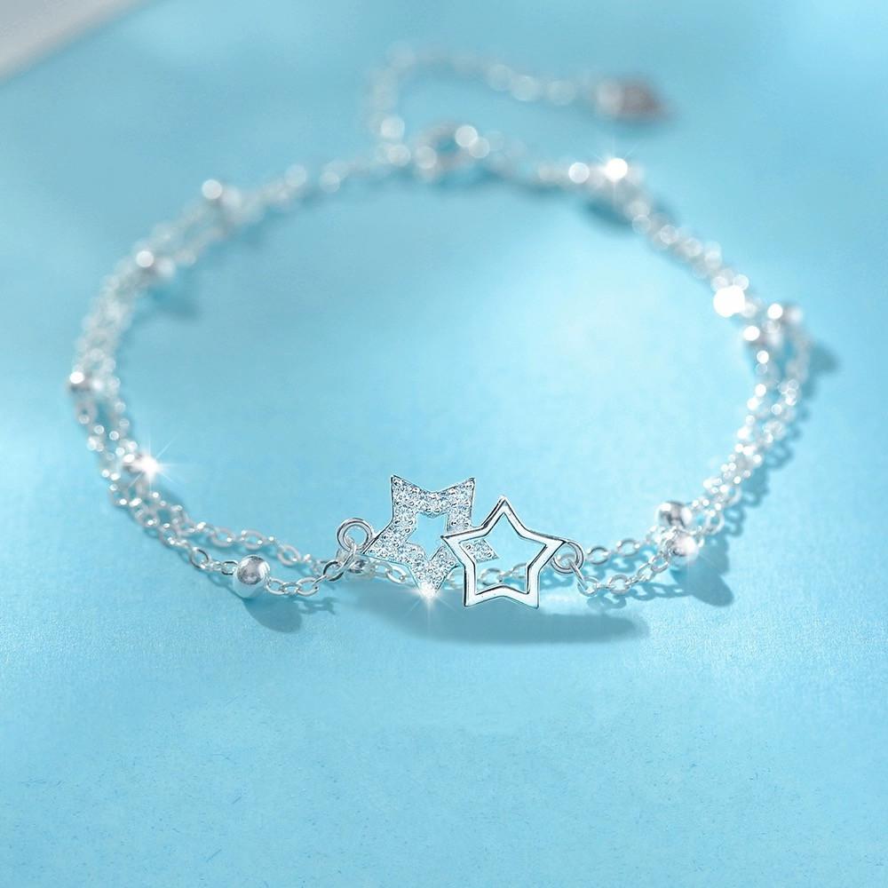 Double Layer Star Bracelet For Women Minimalist Celestial Jewelry Dainty Gift For Best Friend And Students