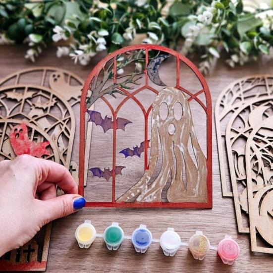 Halloween Wooden Cutout Unfinished Wood Crafts To Paint Ghost Pumpkin