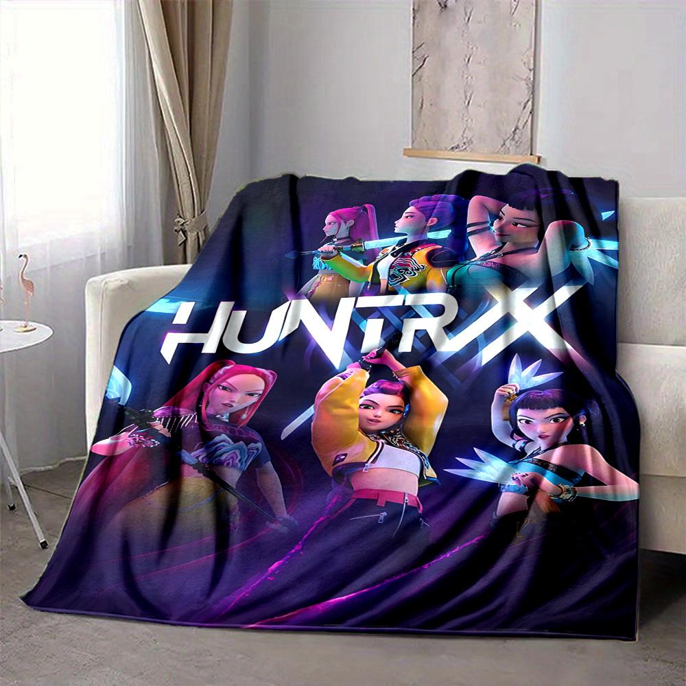 1 шт. Плед Huntrix Мягкий Удобный Цифровая Печать, Всесезонный Многоцелевой Вязаный Плед для Кровати, Офиса, Дивана, Домашний Декор