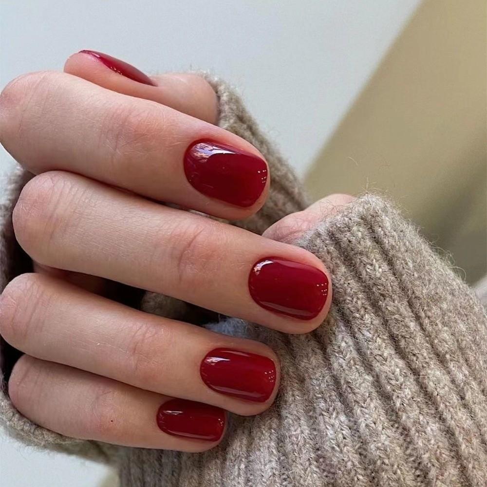 24PCS/Box Reusable Solid Color Fake Nail Tips Removable Acrylic False Nails For Women