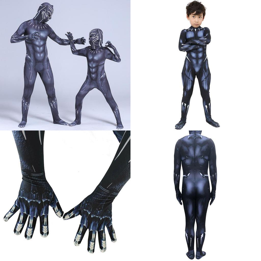 Premium Quality Black Panther Superhero Cosplay Jumpsuit For Adults And Kids