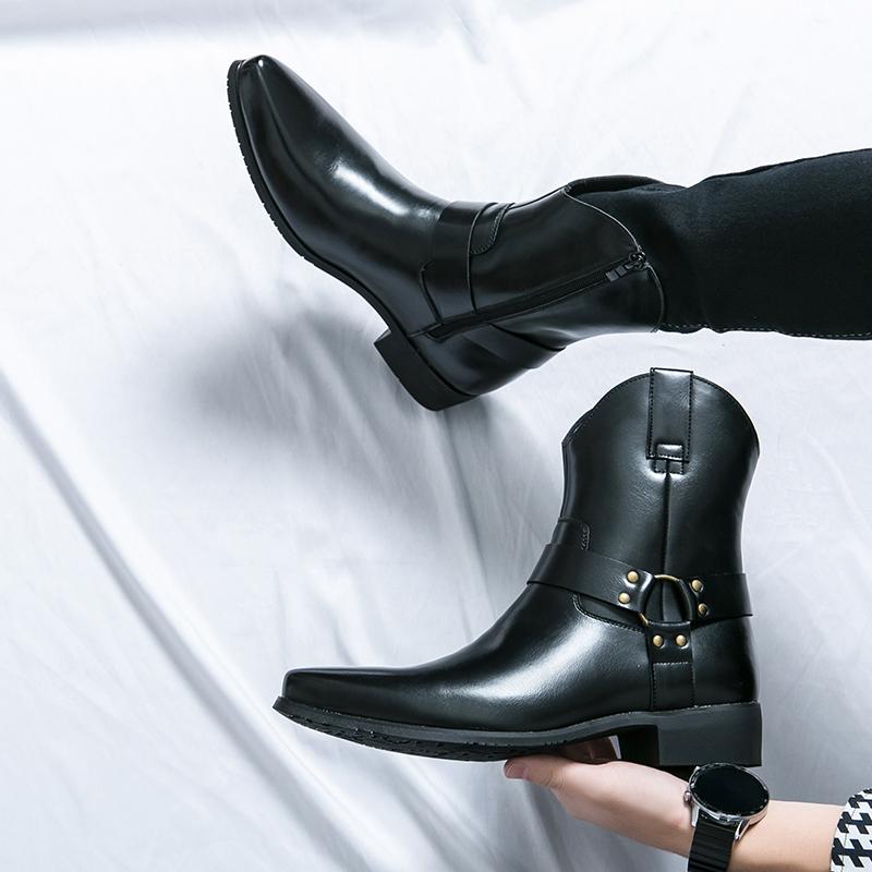 Luxury Brand Men's Autumn Pointed Side Zipper Comfortable Short Boots Fashionable Men's Comfortable Denim Boots High Top Boots