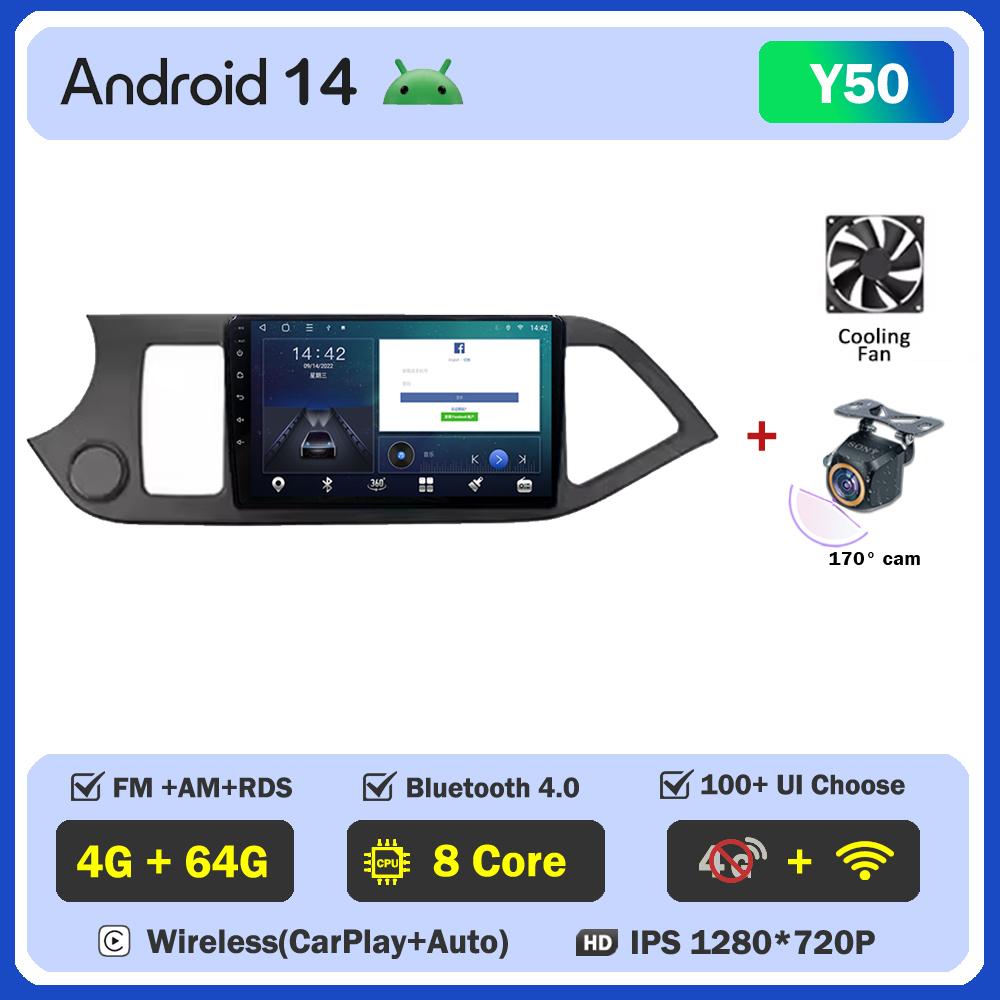 2din Android 15 Carplay autoradio Multimidia lecteur vidéo pour KIA PICANTO matin 2011-2016 Navigation GPS IPS unité principale