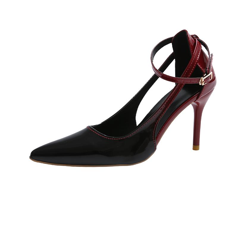 Одинарная обувь Весна Новая Остроносая Мелкий вырез Слово с лакированной кожей Нескользящая Износостойкая Высокие каблуки