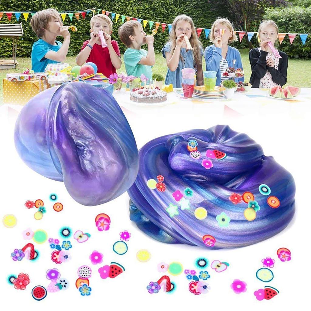 Jecimco Slime Kit Crystal Clay DIY Clay Set Игрушечные глиняные игрушки Инструменты ручной работы Аквариумные бусины Фруктовые дольки Цветная пена Конфетти Содержит 71 штуку Пушистый