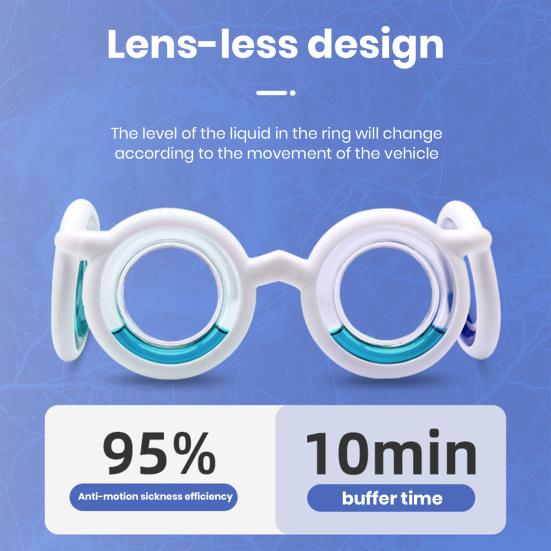 Motion Sickness Glasses Relieve Car Sickness Glasses Airsickness Seasickness Glasses No Lens Anti Nausea Vertigo Liquid Glasses for Adults or Kids