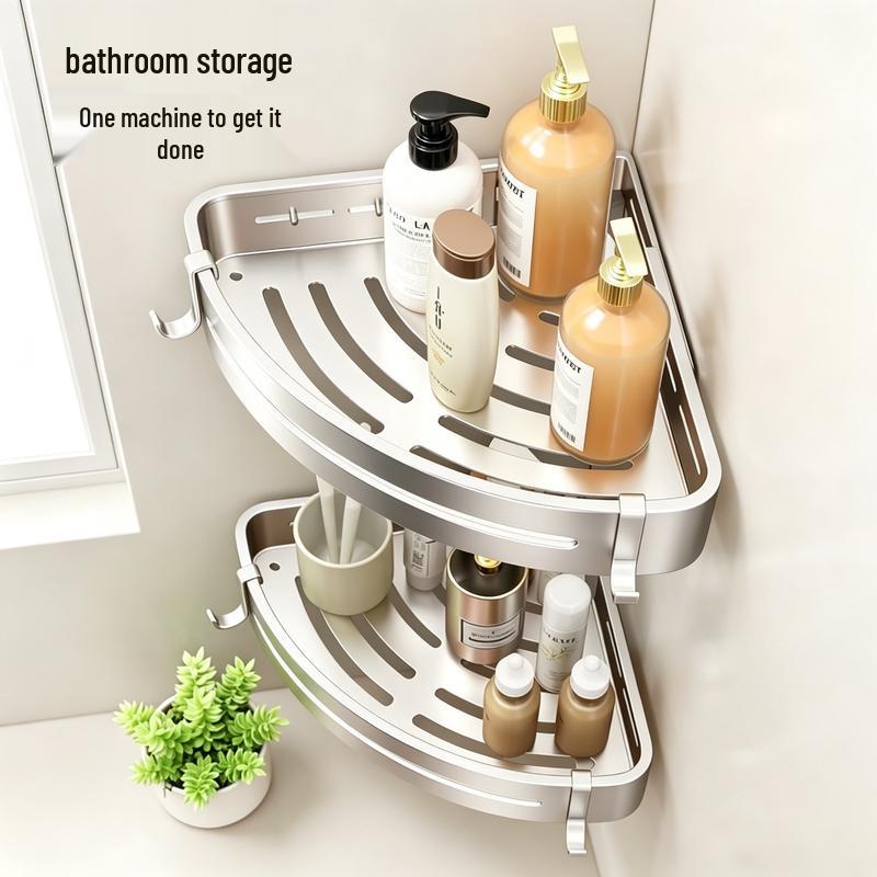Space Aluminum Corner Bathroom Storage Shelf