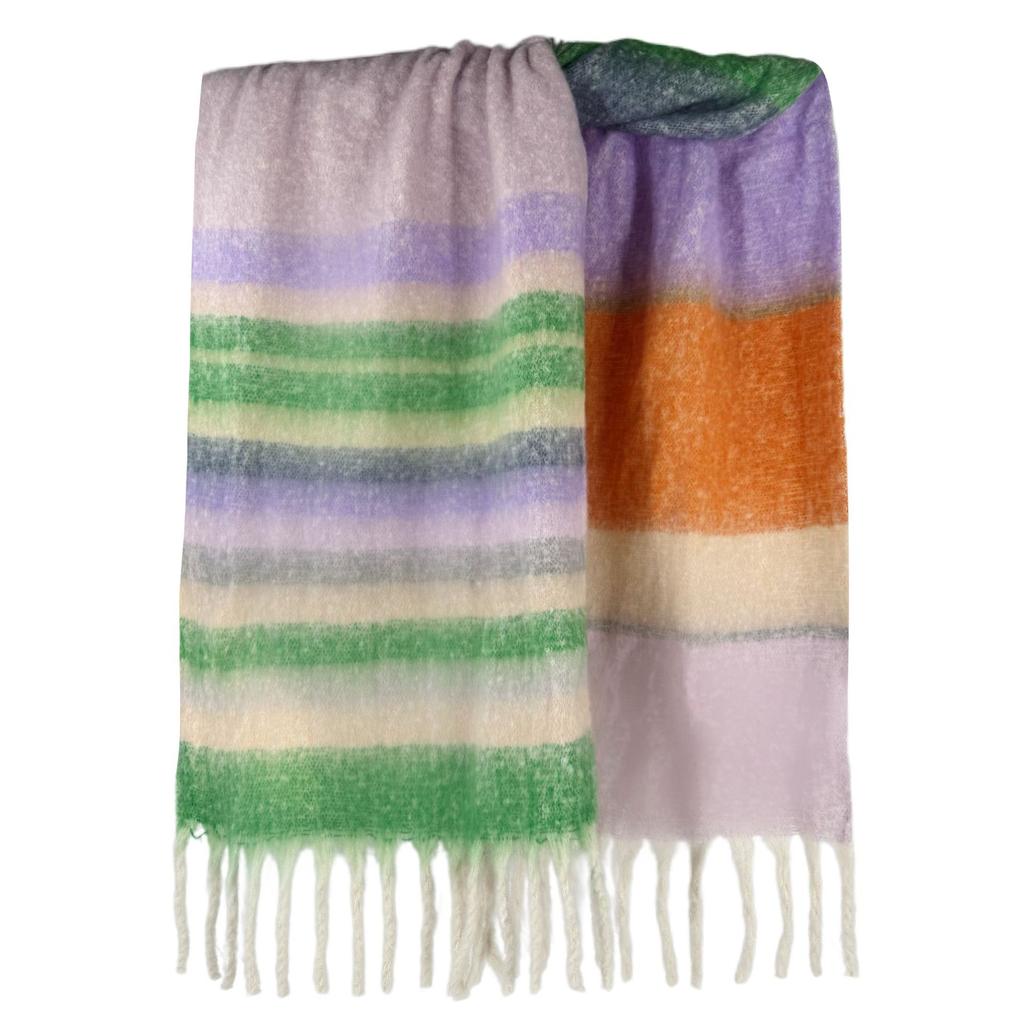 Shawl Scarf Niche Design High Sense Contrasting Color Scarf Scarf Fringed Shawl