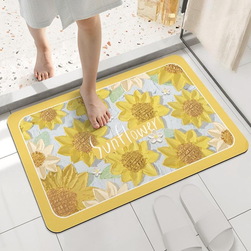 Quick Dry Diatomite Soft Bath Mat Super Absorbent Non Slip Floor Rug for Bathroom Toilet and Shower Entrance Home Versatile Mat