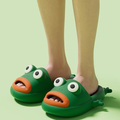 Милые шлепанцы с лягушкой для мужчин и женщин, тапочки, дышащие сандалии, женские и мужские туфли для душа, удобные мягкие шлепанцы Cloud
