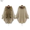DX~Autumn and Winter New Women's Knitwear Cardigan Cape Shawl  European and American Fur Collar Sweater Coat