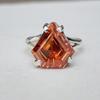 Prong Set Diamond Shape Peach Morganite Quartz 925 Sterling Silver Ring Ring Jewelry