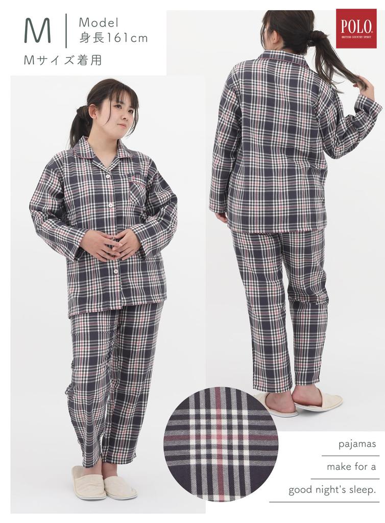 Kaituck Family ПОЛО BCS Рубашка Viyella с начесом Длинная клетка Размеры Женская пряжа окрашенная пижама, Рукав, Узор, Весна/Осень, M/L (М, Уголь)